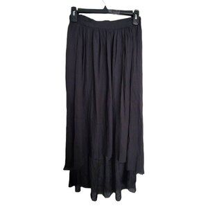 Kokomio Black High Waisted Flowy Hi Lo Asymmetric Chouette Skirt Size XS